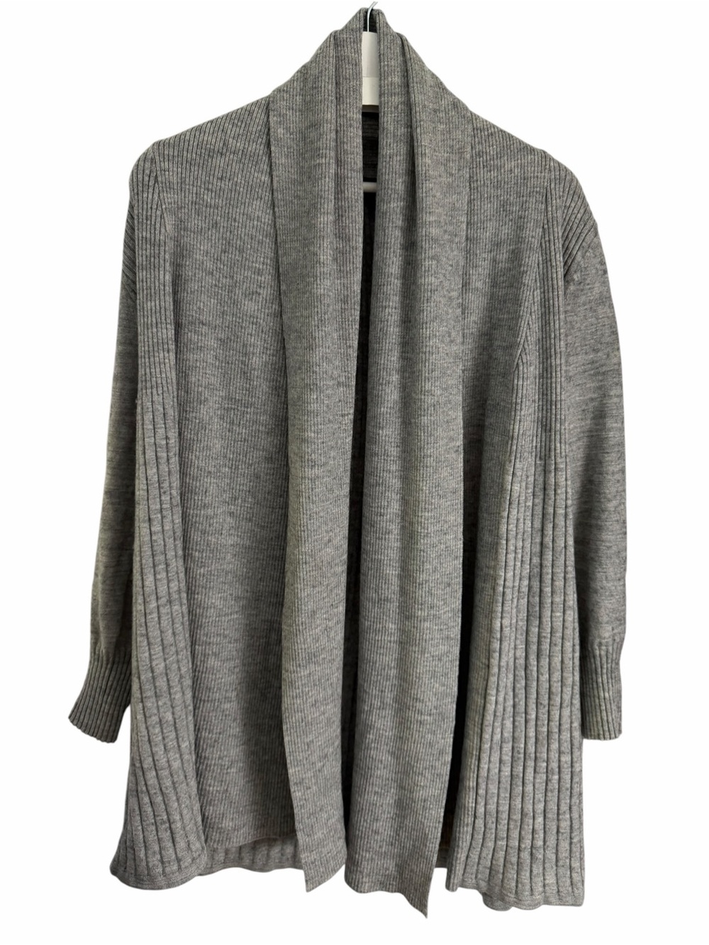 CONTEMPORAINE Grey Merino Wool Blend Long Ribbed Cardigan size M